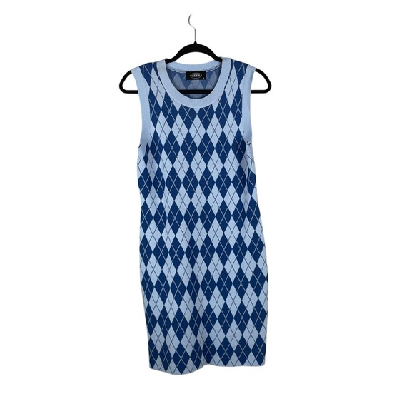 Cider Dresses & Skirts - Cider Blue Argyle Mini Sweater Dress size XL